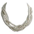 Twisted Ivory Pearl 6 Strand Pearl Bridal Necklace