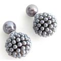 Gray Pearl Bead Double Sided Fashion Earrings