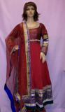 Designer Anarkali Kurta & Pant Suit in Red #3714 Designer Anarkali Kurta & Pant Suit in Red #3714