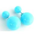 UER750  Double Sided Bubble Bead Blue Pearl Stud Earrings 